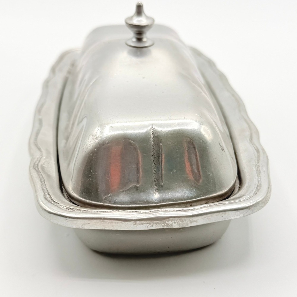Wilton Armetale Butter Dish Silver RWP Cast Aluminum Scalloped Good Condition - Picture 4 of 10